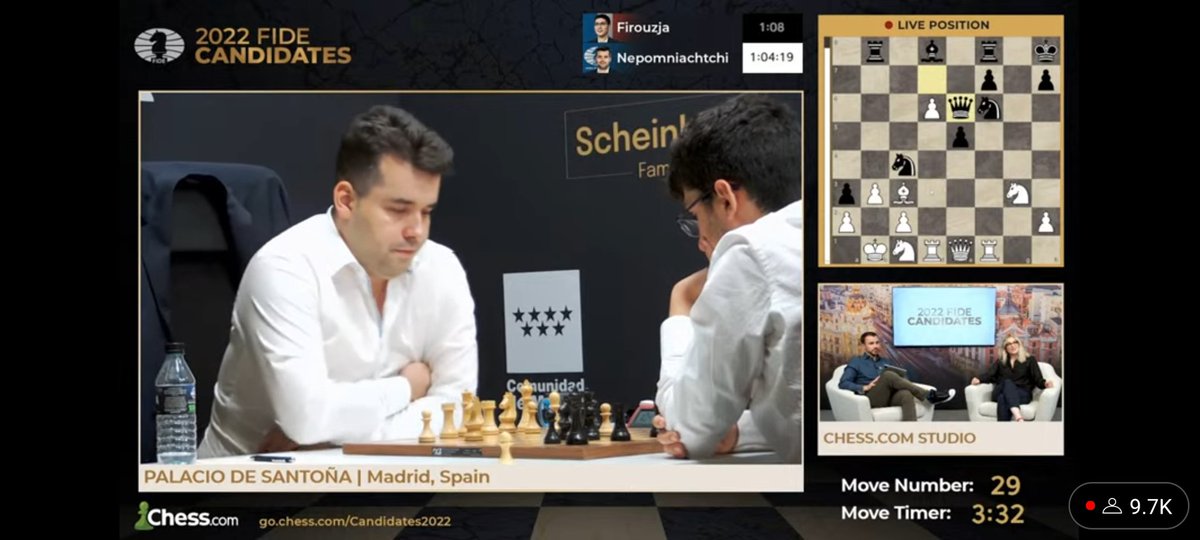 Jackson_DuMont's tweet photo. Major Tom to Time Control -

Nepo giving Firouzja a taste of his own medicine in the #FIDECandidates

@FideChess @chesscom https://t.co/SbTZXXS2Lx