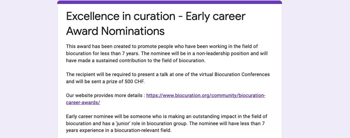 Int Soc Biocuration (@biocurator) on Twitter photo Who is your favorite #biocurator? Which of your collegues deserves a holiday? ISB is waiting for nominations for two prizes of 500CHF - Early / Advanced Career - Nominations welcome tinyurl.com/ISBawards <a href="/emblebi/">EMBL-EBI</a> <a href="/NCBI/">NCBI</a> <a href="/news4GO/">Gene Ontology @go@genomic.social</a> <a href="/ISBSIB/">SIB</a> 🍾 <a href="/uniprot/">UniProt</a> <a href="/healx/">Healx</a> @SciBite <a href="/AstraZeneca/">AstraZeneca</a> Who is your favorite #biocurator? Which of your collegues deserves a holiday? ISB is waiting for nominations for two prizes of 500CHF - Early / Advanced Career - Nominations welcome tinyurl.com/ISBawards <a href="/emblebi/">EMBL-EBI</a> <a href="/NCBI/">NCBI</a> <a href="/news4GO/">Gene Ontology @go@genomic.social</a> <a href="/ISBSIB/">SIB</a> 🍾 <a href="/uniprot/">UniProt</a> <a href="/healx/">Healx</a> @SciBite <a href="/AstraZeneca/">AstraZeneca</a>