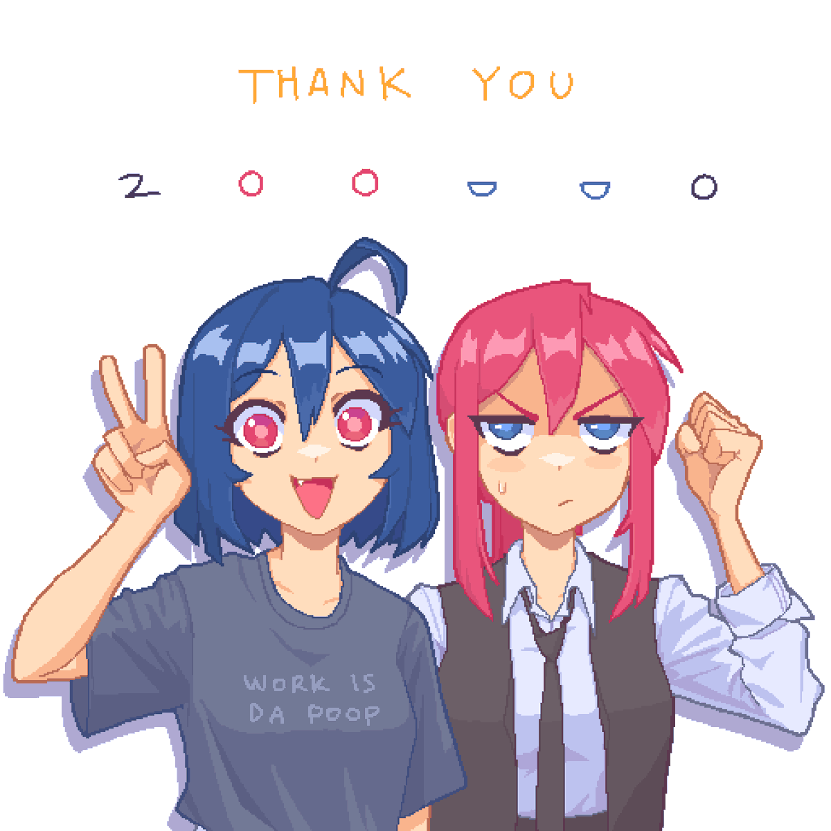 「Thank you for 200k follows! 😭💙💙💙💙 」|hcnoneのイラスト