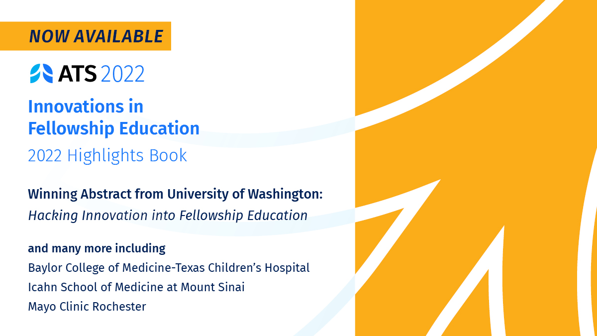 Congratulations to the University of Washington, @uwpccm for submitting the top ATS Innovations in Fellowship Education abstract. Read it and more here: ow.ly/Nbou50JrEh4 @HcarmonaMD @basakcoruhUW @NickJohnsonMD @LekshmiMD @RachelQuaneyMD