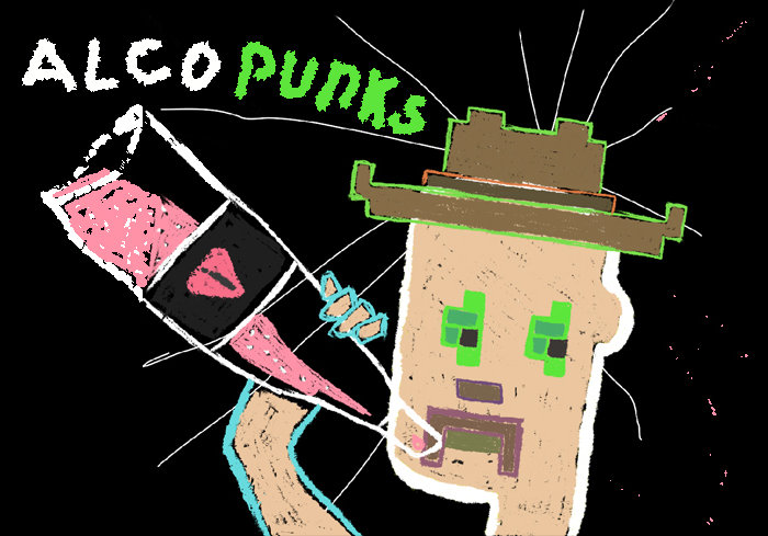 Alco_punks's tweet photo. Alco Punks lost their deposit in June, just like you, my little friend. And now they are rolling down the social ladder and drinking whatever they find. But this bottle will change their lives ....

#alcopunks #cryptopunks #NFTNYC22 #FreeMint https://t.co/n4VYwDu7Ki