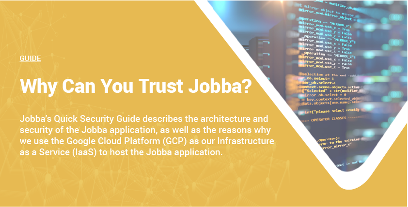 JobbaTradeTech's tweet photo. Why Can You Trust Jobba? We are built on trust and security, which is why thousands of roofing contractors trust us to safeguard their data and protect against potential outside threats. Click the link to read Jobba's Quick Security Guide! https://t.co/o6KrTq1yFa https://t.co/y4dsQmkbMm
