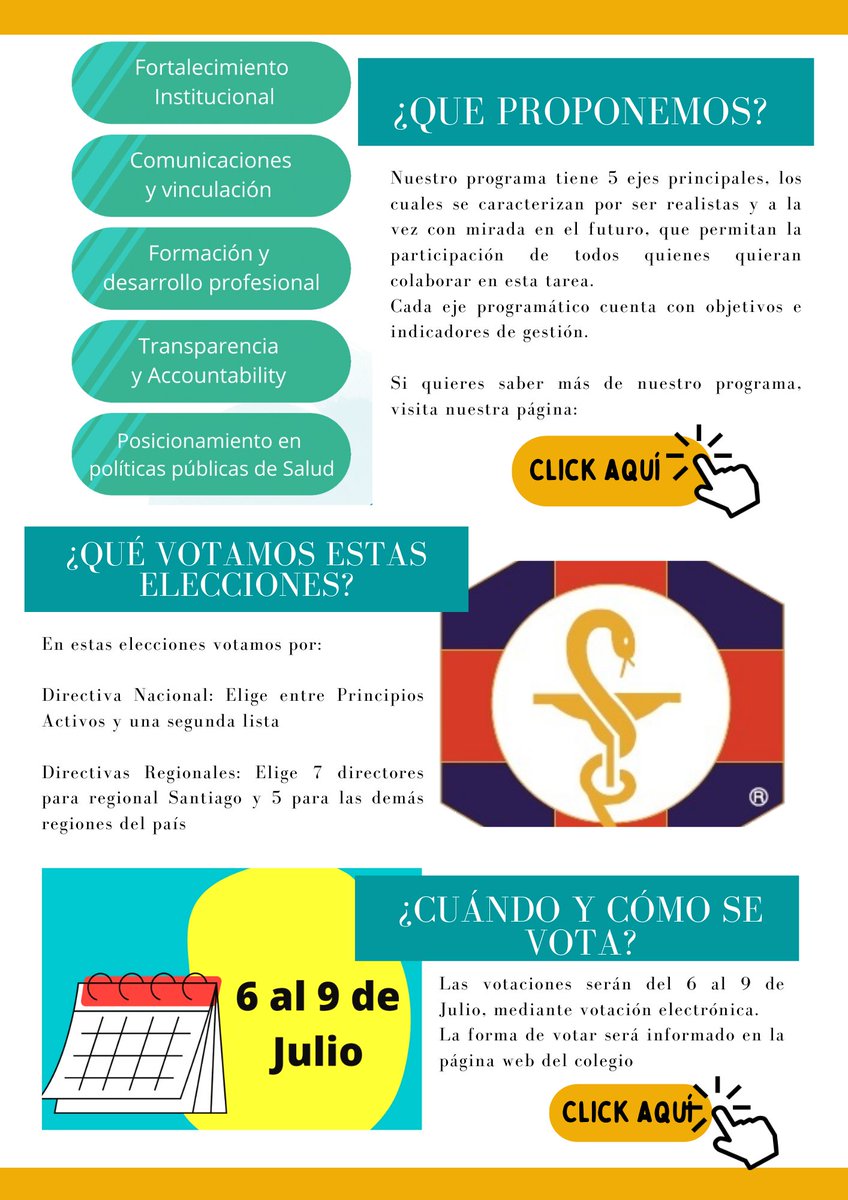 PrincipiosAct's tweet photo. Somos #PrincipiosActivos lista que busca liderar el colegio de Químicos Farmacéuticos y Bioquímicos de Chile

Si quieres conocer más de nuestras propuestas, los invitamos a seguirnos y visitar nuestra página
👇👇 

https://t.co/f9P5V4fqhl https://t.co/1U6CyI1YPA