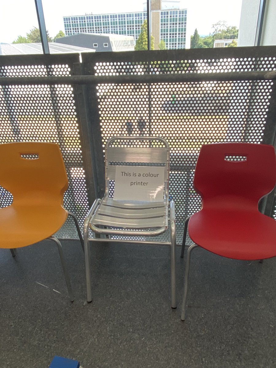On a College visit this afternoon and found this on my tour…. ⬇️   What an interesting statement! 🤣 thought it was a chair…