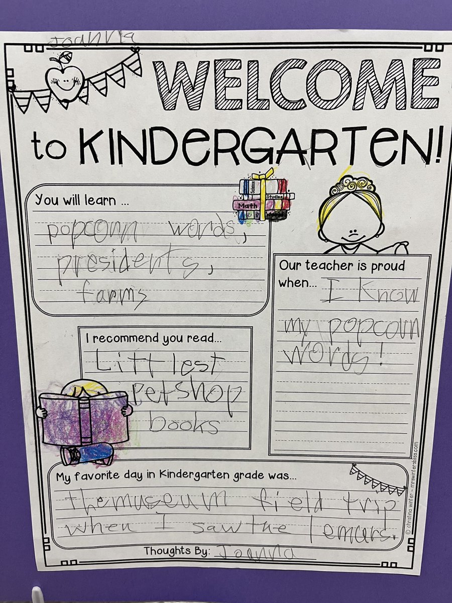 OliveChapelElem's tweet photo. Some of our rising first graders wrote some words of wisdom for our incoming kindergarteners! @ErinKelleyMay @BeverlyLSmith1 #wordsofwisdom #favoritethingsaboutkindergarten #offtofirstgrade https://t.co/FnM07sNwrE
