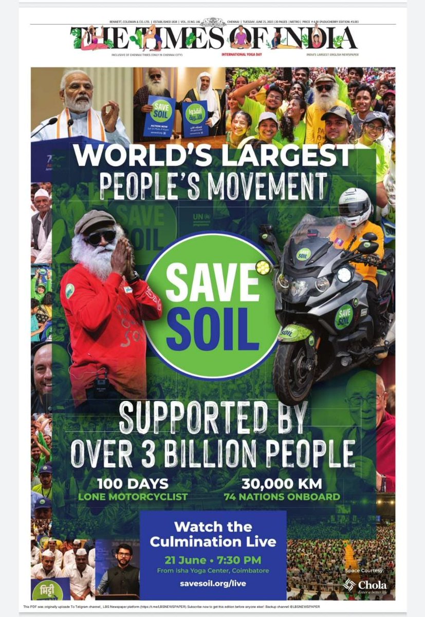 Adarshyarnagula's tweet photo. @SadhguruJV and @cpsavesoil are bringing together all people under one common cause - the most important of our time. Let's Save Soil together!

#WorldUnitesForSoil https://t.co/DEln7zenM0 https://t.co/7EbeeeVVGR