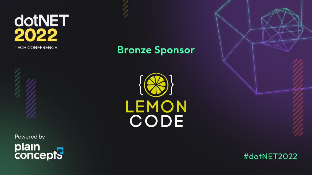 dotNetConfSpain's tweet image. Contamos con #LemonCode como Bronze Sponsor en la #dotNET2022. 🎉
¿Ya tenéis vuestra entrada? 🎫 bit.ly/3PriYNN
💻 @lemoncoders