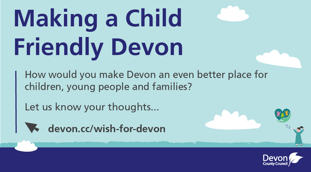 LibrariesUnLtd's tweet image. What would make growing up in Devon even better for children, young people &amp;amp; families? @DevonCC would like parents, carers or guardians to help shape a new visual identity of a Child Friendly Devon❤️

Have your say bit.ly/3myozER before THIS Friday 24th @Devon_Hour