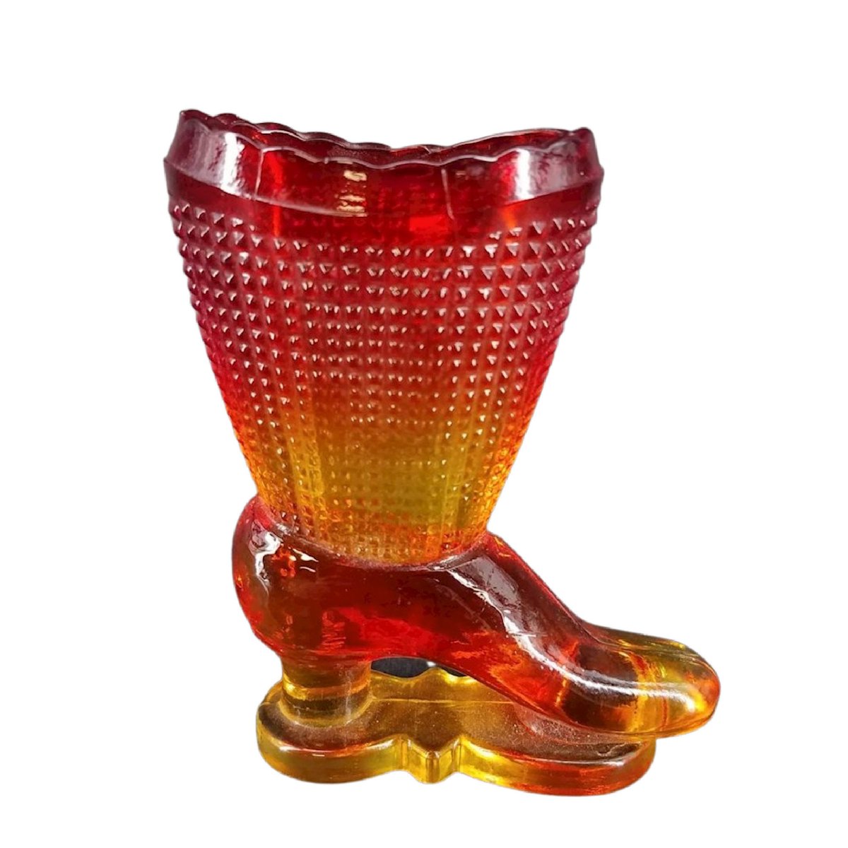 JunkYardBlonde's tweet photo. L E Smith Amberina Glass Boot Match Holder and Striker https://t.co/LJrji4vEhj #Gotvintage #JunkYardBlonde #Etsysellsvintage #MatchStriker https://t.co/D99Y2oF8XB