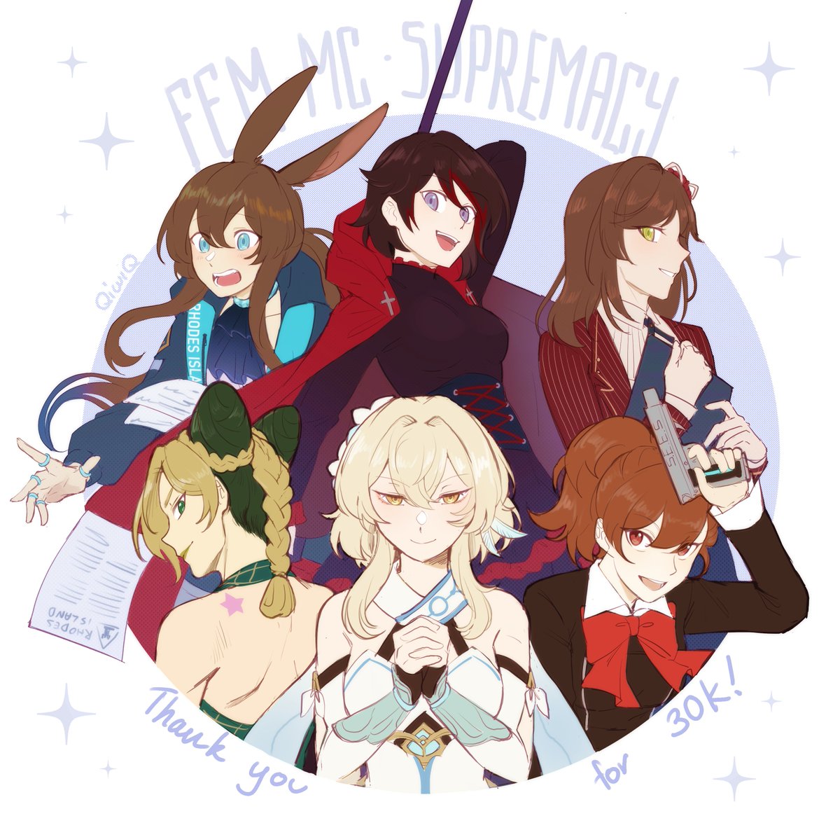 Belated thank you for 30k followers!
Thank you everyone!🥰🥺✨💖💖💖
Sadly, I can't draw ALL female MC, but u can add to the list!
/I just drew 6of them, bc it was so time-consuming, I'm sorry;;;/