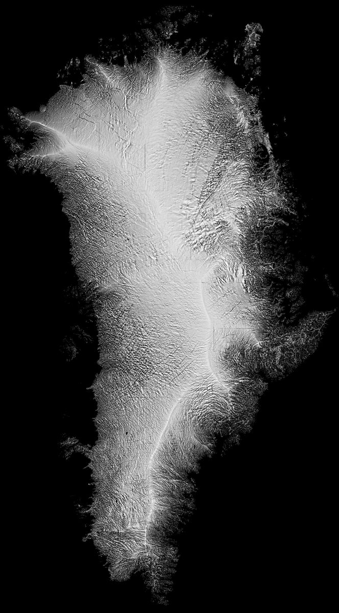 JoeMacGregor's tweet photo. Hillshading ice sheet DEMs is tricky because the ice flows many directions. IMO the best direction to illuminate from is the direction of ice flow, i.e., the direction the ice sheet is most sensitive to. *Lots* to see this way in ArcticDEM and REMA. @polargeospatial https://t.co/D4dicTUr9Z
