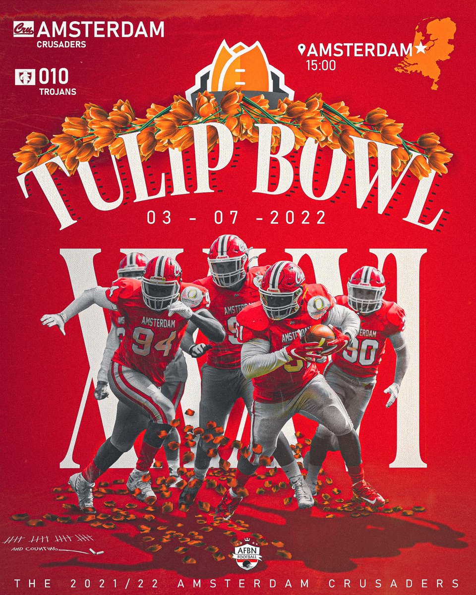 🌷Bowl Time🌷
Op zondag 3 juli gaan we strijden om Tulip Bowl XXXVI.

Kaarten zijn verkrijgbaar via: bit.ly/3HLjjrl
Meer informatie over het gehele finaleweekend volgt snel!