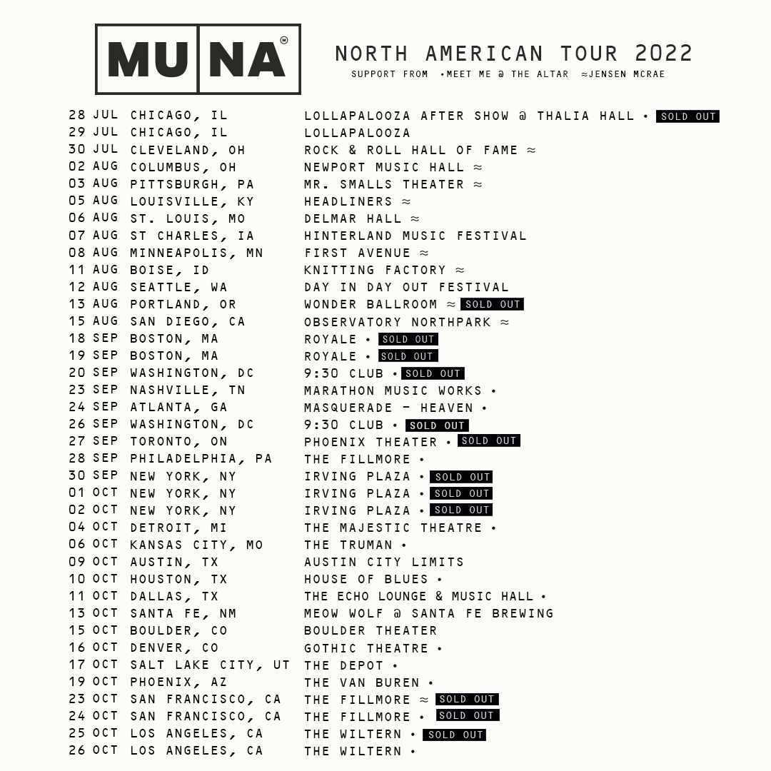 MMATAband's tweet photo. ANNOUNCEMENT FOR THE GIRLS AND THE GAYS 🏳️‍🌈🫡 We’re SO excited to announce that we’ll be supporting @whereisMUNA this fall!!! Many shows are sold out already so don't wait to grab your tickets!! https://t.co/Q3E761jl4a https://t.co/q1j2Sc2aMz