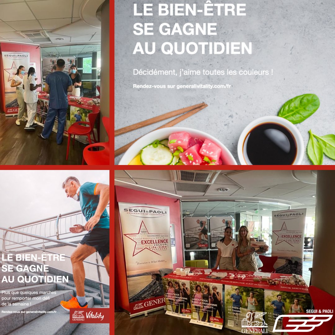 Segui &amp; Paoli était présent aujourd'hui à l'institut Arnault Tzanck 🏥 à l'occasion de la semaine #QVT pour présenter le programme Generali Vitality. 
Profitez de conseils #bienetre, #sport &amp; #nutrition avec des défis quotidiens. 💪 
Gardez la forme et obtenez des récompenses 🙌