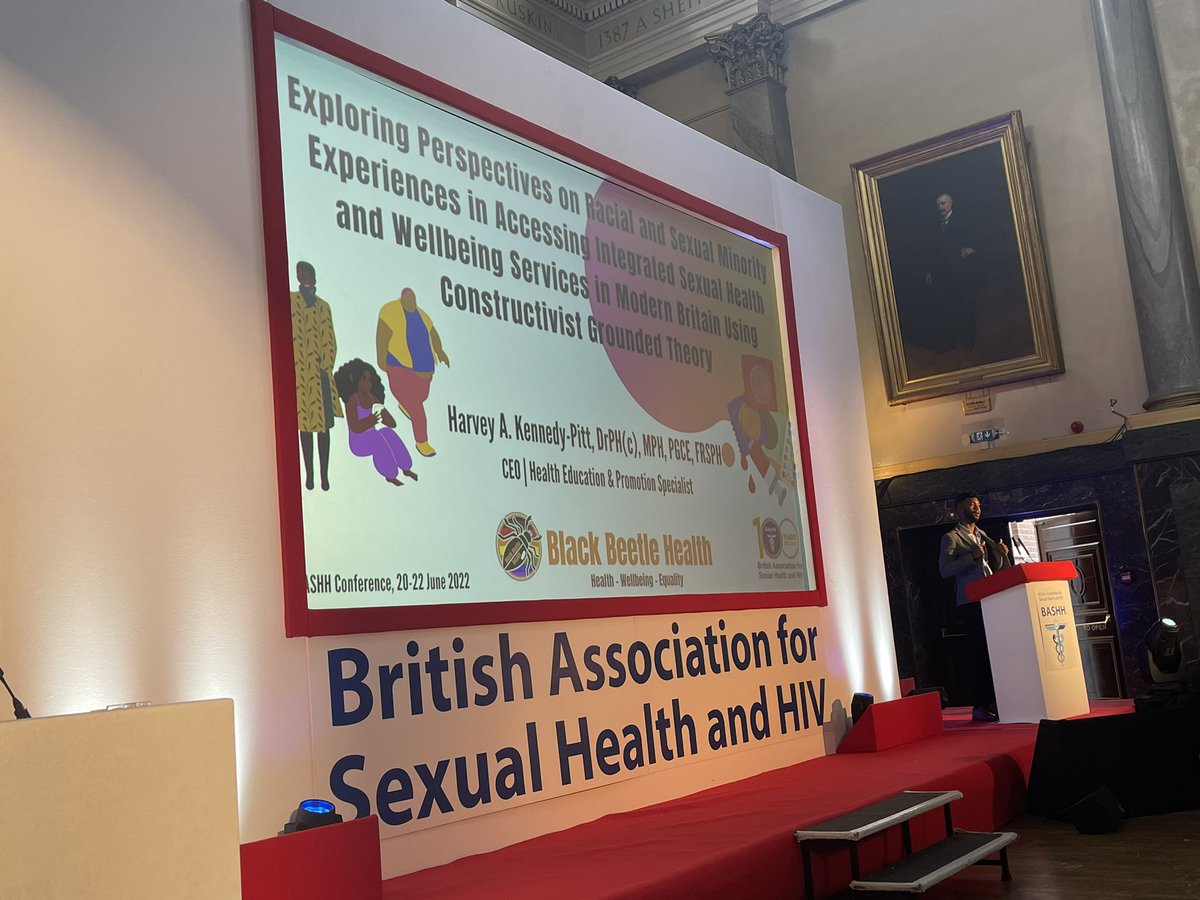 The incredible @thejambrican from <a href="/HealthBeetle/">Black Beetle Health</a> talking about accessing services in modern Britain.. such a well thought out presentation by an incredibly talented human creator of BBH and more! If you don’t know then get to know… #BASHH2022 #rmcsig #research