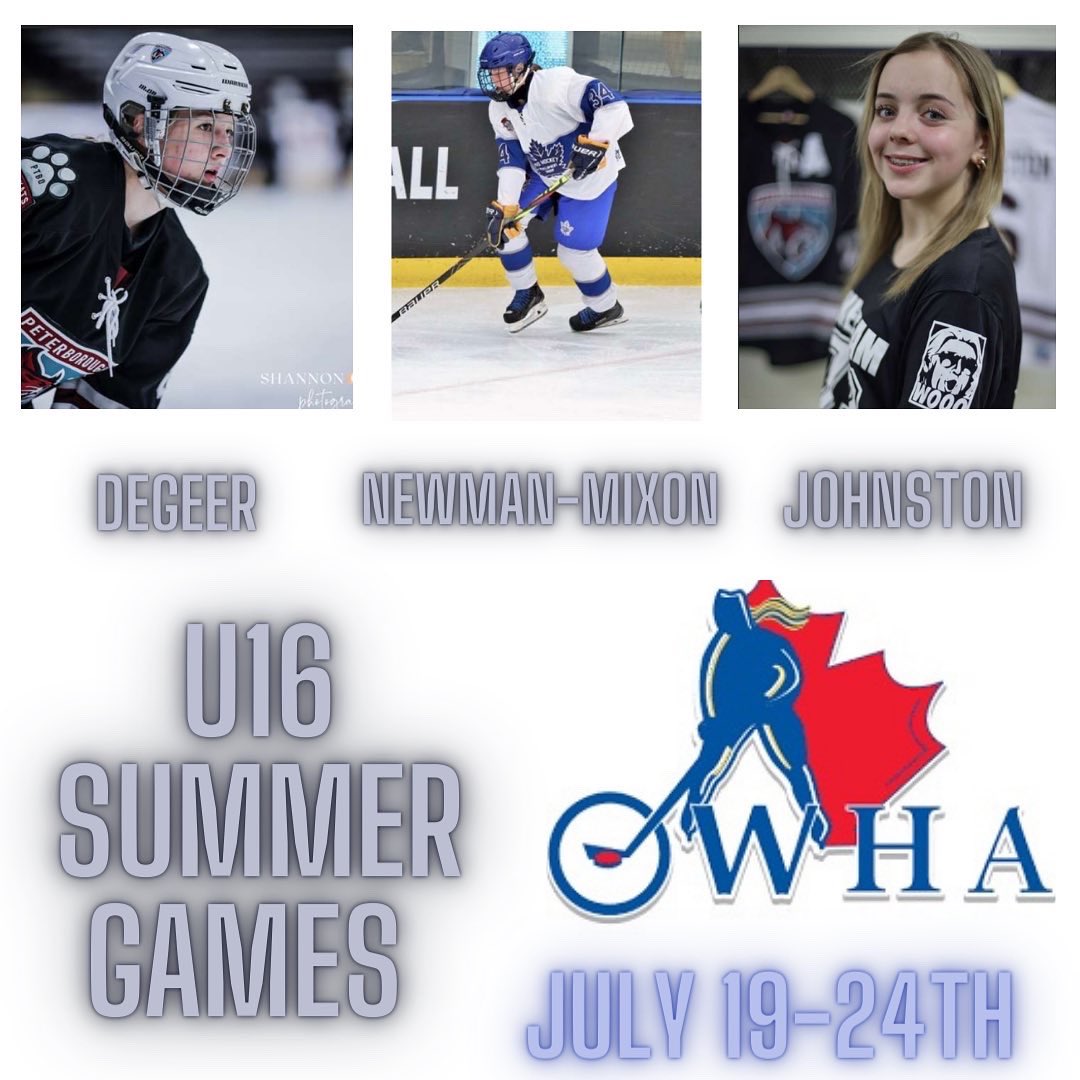 The Central York Panthers are thrilled to announce that the following Panthers have been selected to represent the OWHA U16 High Performance program in the prestigious Ontario Summer Games,  from July 21-24. Congrats Avery Johnston, Cheyenne Degeer, Ella Newman-Mixon.