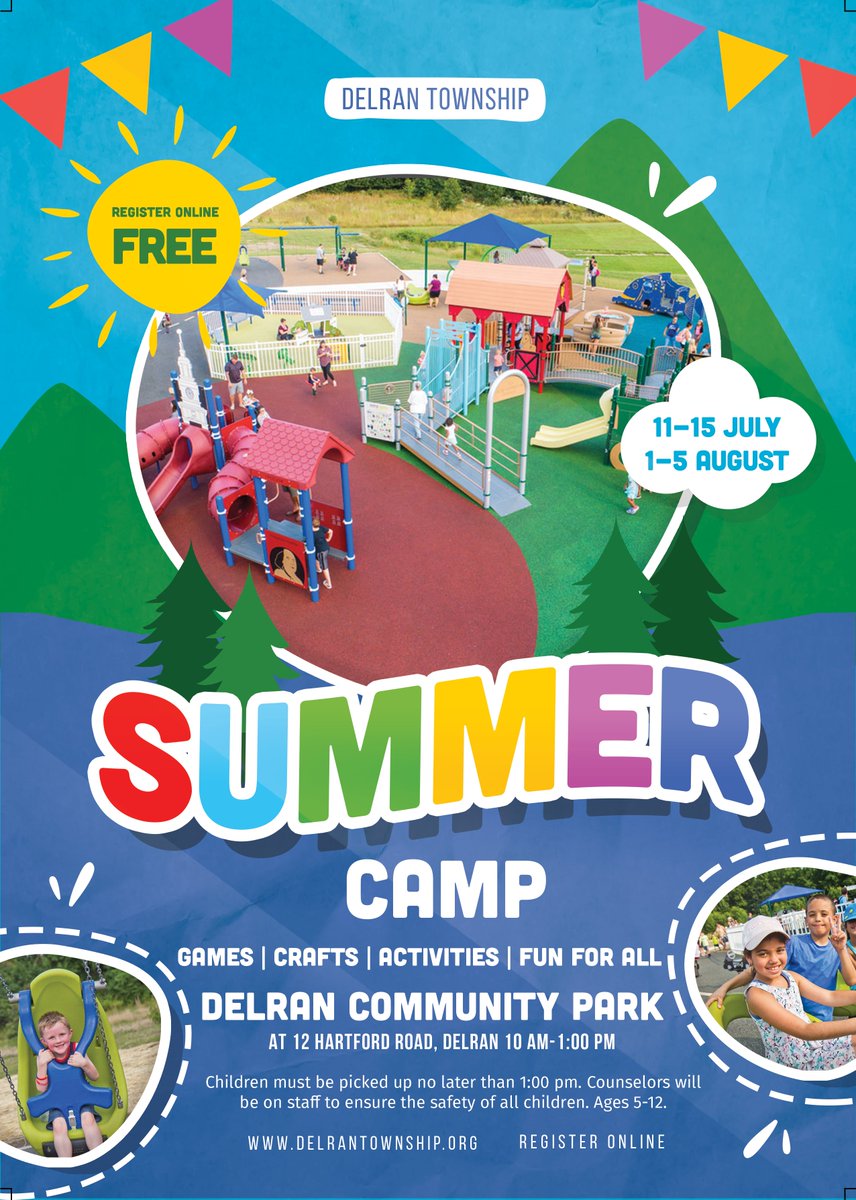 It's that time again! We look forward to seeing everyone for Delran Summer Camp again this year! Please visit delrantownship.org/2022/06/summer… for all information and to sign up as a volunteer!
