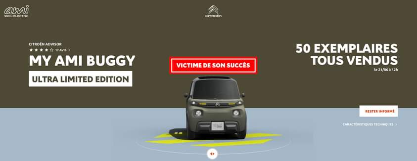 L'incroyable succès de l'Ami en version Buggy : 50 exemplaires en version limiteée vendus en quelques minutes ! #CitroenAmi #amibuggy #Citroen #Ami pic.x.com/JLivtmt8f6