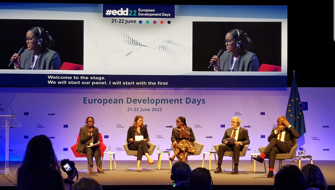 NamEmbBrussels's tweet photo. Prime Minister Saara Kuugongelwa-Amadhila today participated at the 15th Edition of the European Development Days, session on ''Sustainable Finance at the Heart of Global Gateway'' which took place on 21 June 2022, Brussels, Belgium. https://t.co/yYKHU1dtYb