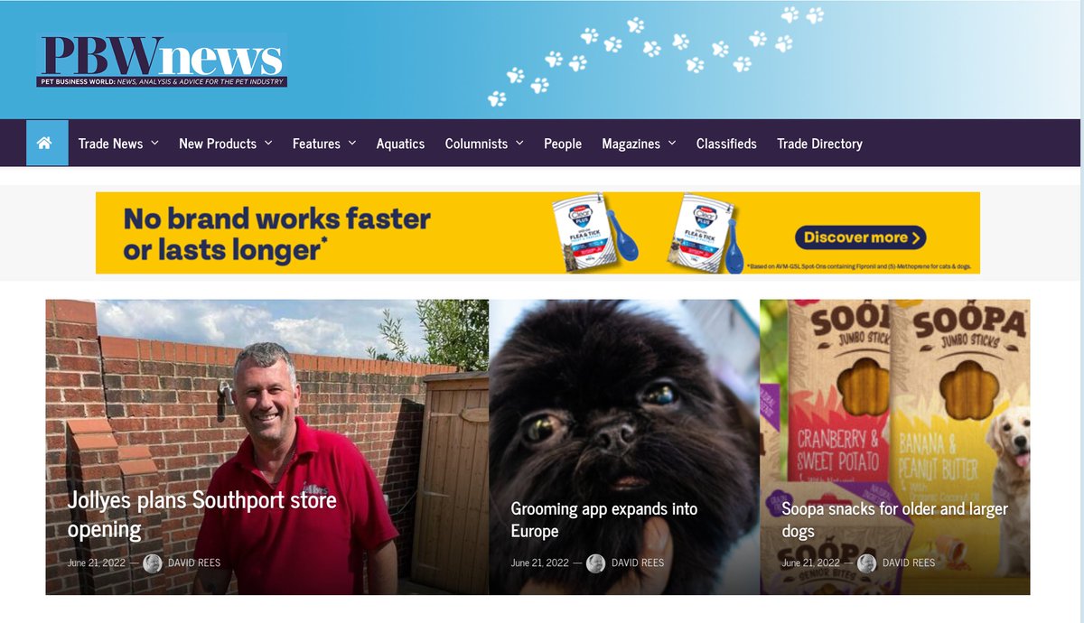 Our relaunched website has a new look and is still free to view! Keep up to date with all the latest pet industry news at petbusinessworld.co.uk