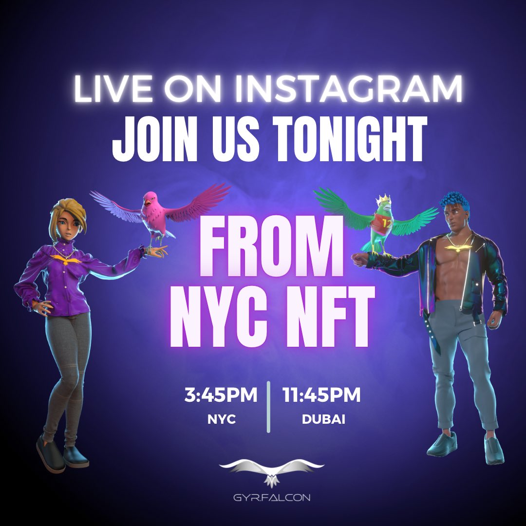 We will be live on our Instagram page at 3:45pm EST from NYC NFT where our CEO will be speaking on stage at the conference.

instagram.com/gyrfalcon.nft?…

#NYCNFT2022 #nft #p2e #MetaverseNFT