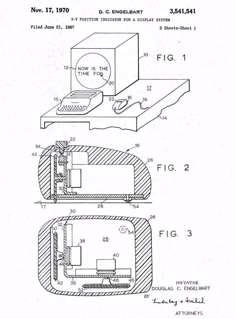 retrochenta's tweet photo. Hoy hace 55 años que Douglas C. Engelbart patentó su idea “X-Y position indicator for a display system”, que dio origen al actual ratón. https://t.co/2CgNxNhzdH