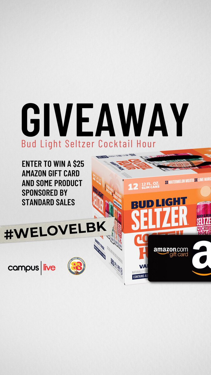 CampusLiveTTU's tweet photo. Go check out our most recent Instagram post @campuslivettu to enter to win a $25 Amazon gift card and a pack of bud light seltzer’s presented by Standard Sales! #Giveaway #LBKLocal #TTULive https://t.co/7cUyzUnVgf