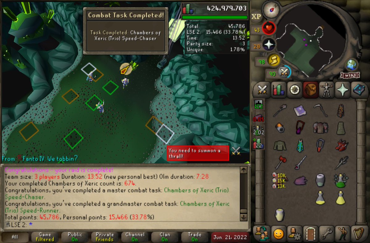 Fray_OSRS's tweet photo. Group CoX with the boys from @Solitary_PvM easy GM Tasks https://t.co/yde2zciFmU