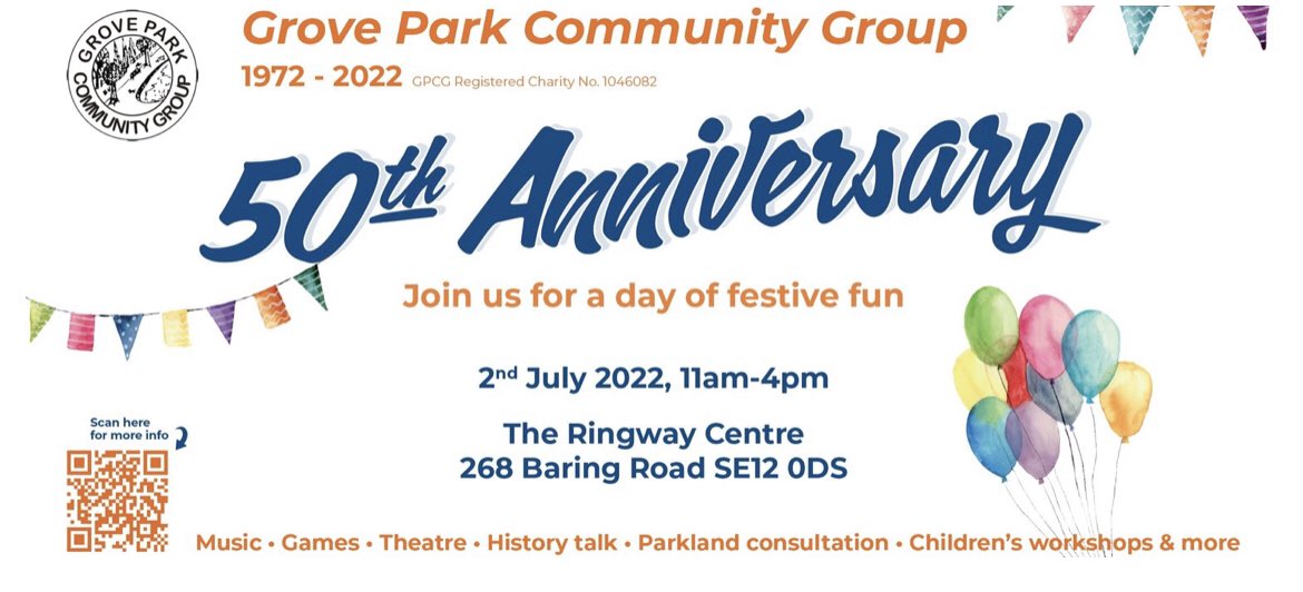 ringwaygardens's tweet image. Excited to have such a great lineup of free activities for the @GroveParkSE12  event 2nd July. We have @Wild_Rangers @emilyhb @ClayGrovePark @GPCarnival &amp;amp;more-see: gpcg.org.uk/gpcg50. Spread the word @chinbrookmeadow @GroveParkYC @Liveable_SE12 @SE12GrovePark @LDN_SE12