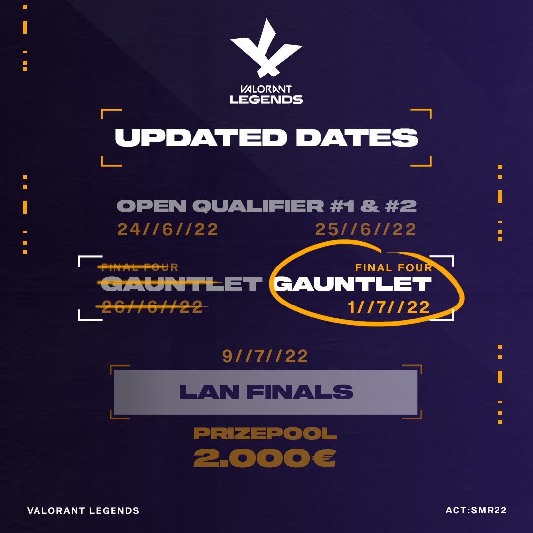 ⚠️UPDATE⚠️
To Final Four Gauntlet αλλάζει ημερομηνία και θα διεξαχθεί στη 1/7! 

👉🏻 Οι συμμετοχές είναι ακόμα ανοιχτές οπότε δηλώστε συμμετοχή στα Open Qualifiers και διεκδικήστε μια θέση στα LAN Finals και έπαθλο αξίας 2000€!