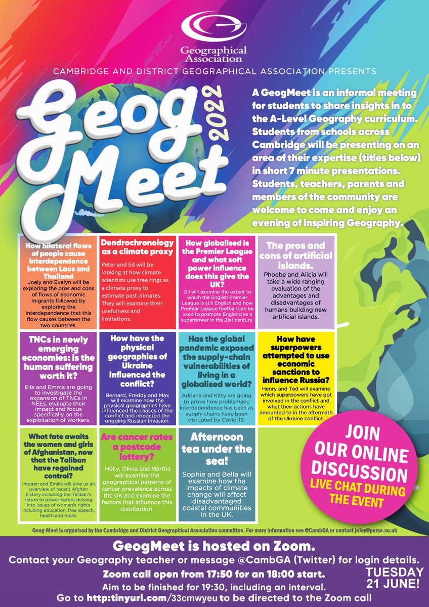 We go live in 30 minutes (Zoom opens at 17:50). Thoroughly looking forward to hosting you all! Students have some AMAZING presentations for you all...