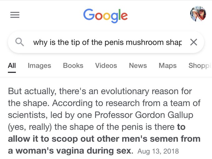 But, have you ever googled why the tip of a penis is mushroom shaped? Do it!! #allnaturalgirl #doyou