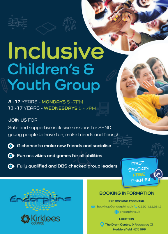 The endorphins group provide safe and inclusive SEND sessions in the Kirklees area.