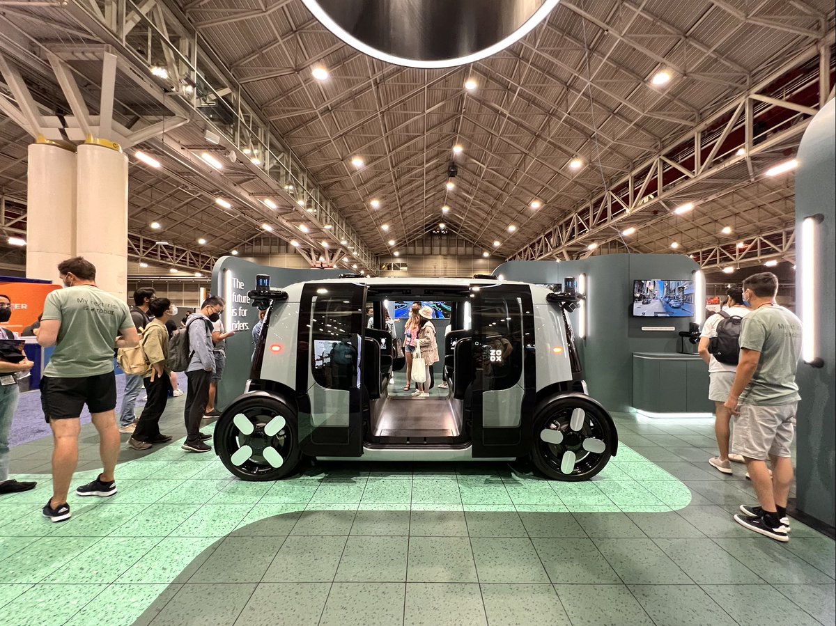 Day one of the ⁦@CVPR⁩ Expo is officially underway! If you're at this year's event swing by booth #1327 to get up close and personal with the Zoox robotaxi. #CVPR2022