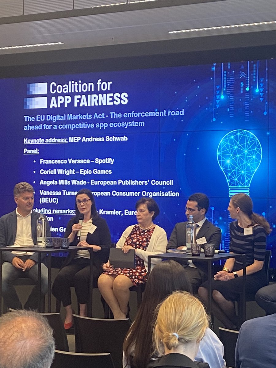 TzvetaD's tweet photo. "If you're an app developer you cannot always directly  communicate with consumers because of restrictive gatekeeper practices in #appstores," explains @EpicGames Corie Wright at #DMAevent https://t.co/AwtaGjFC5F