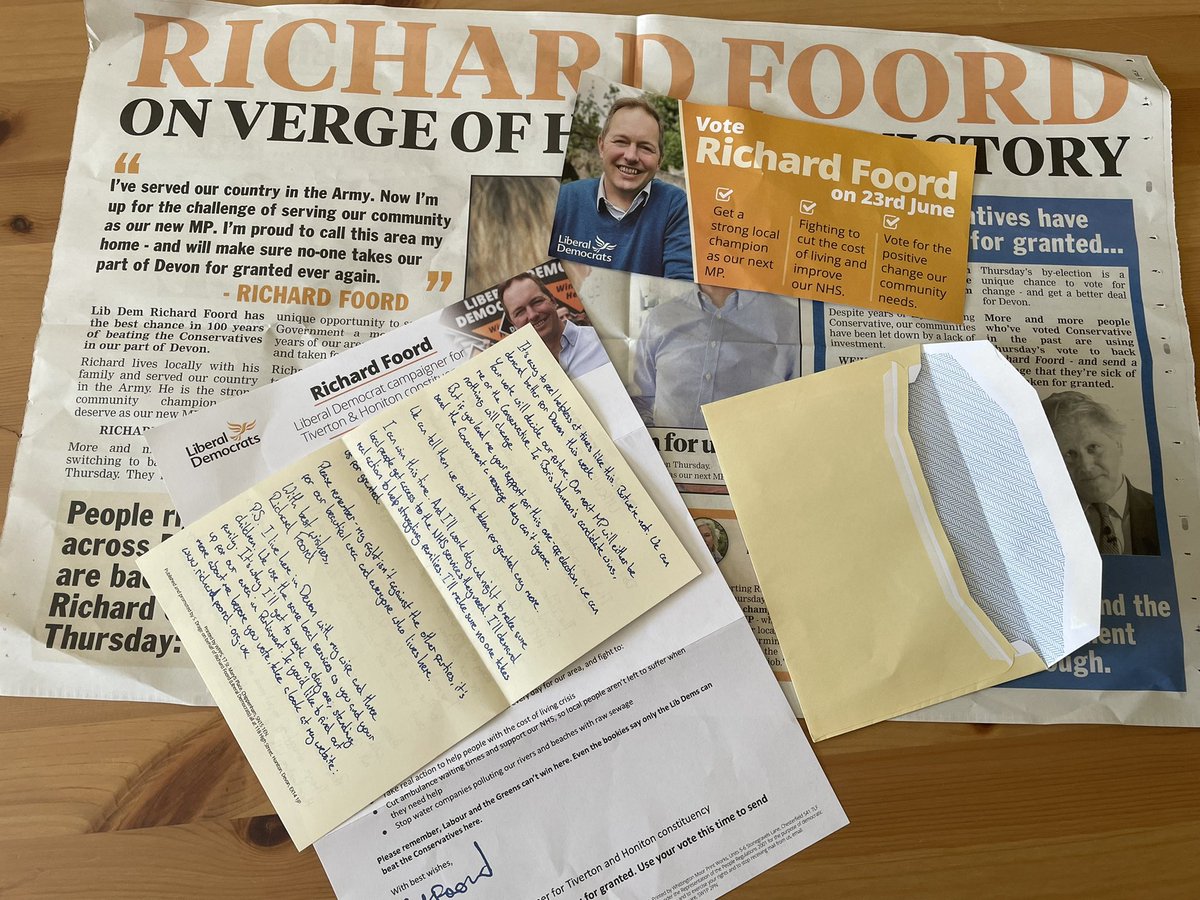 . <a href="/RichardFoordLD/">Richard Foord MP</a> Given the amount of paper shoved through my door (multiple times.. 🙄) I assume you’re not campaigning for local environmental issues? You’ll also be glad to hear that one of your chaps told me “Labour are even more useless than us”  - a resounding endorsement.