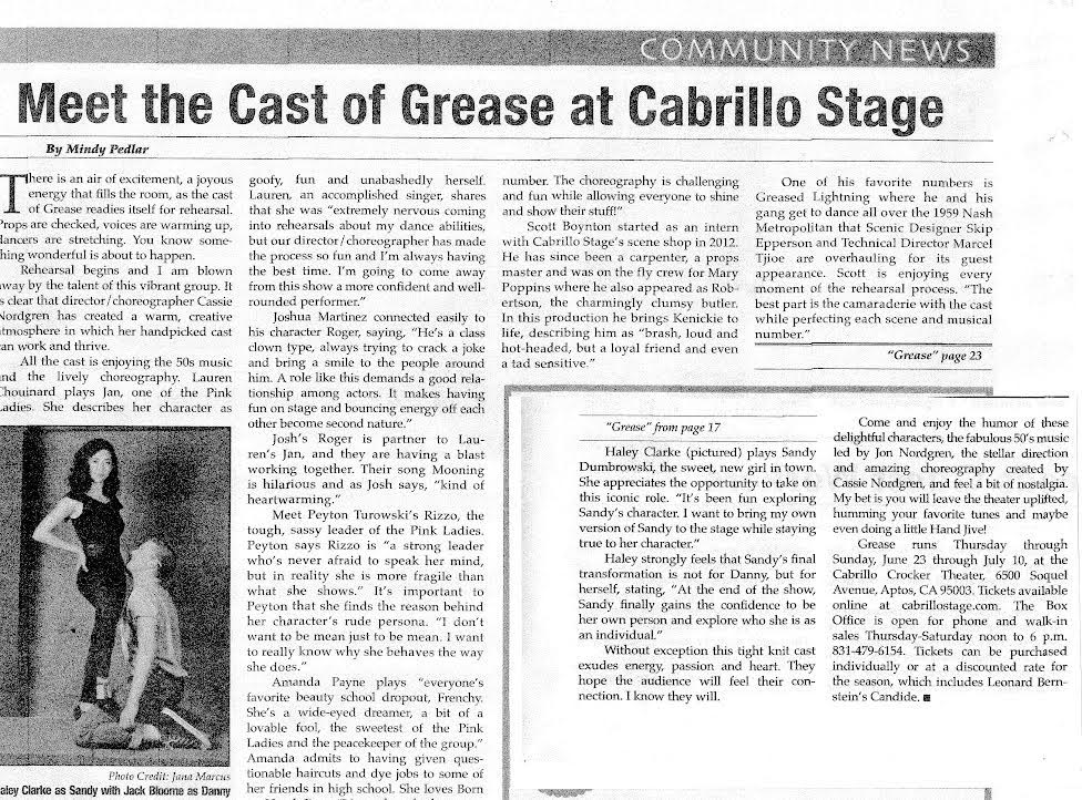 Congratulations to one of our valued Account Managers, <a href="/laurenchouinard/">Lauren Chouinard 🌹</a>, on her hard work and dedication in the role of Jan in the Cabrillo Stage Production of GREASE: The Musical! 
Lauren was mentioned in The Aptos Times!

#theatre #Greasethemusical #Aptostimes #CabrilloStage