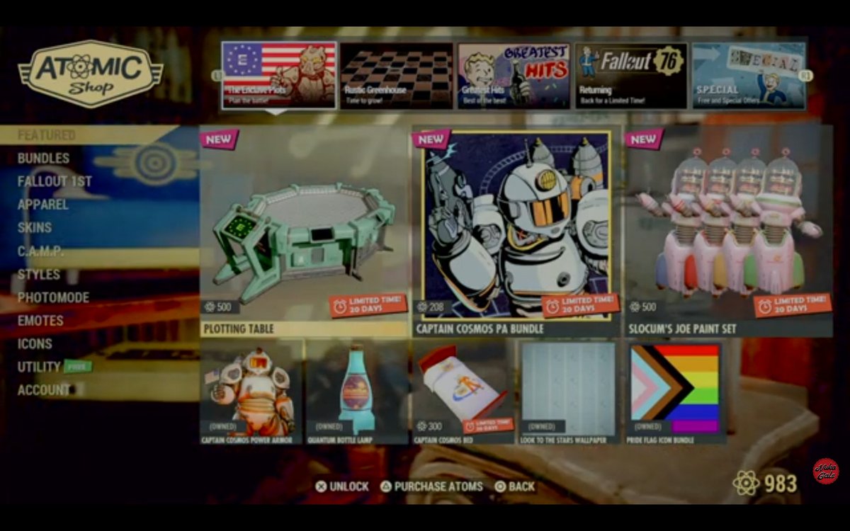 GalaxyBat1_'s tweet photo. This week's, June 21st, @Fallout 76 atomic shop update. Here's a snippet of what you'll see. To see the full video visit my YouTube - https://t.co/1HwaKAKei4

#fallout76 #fallout #fo76 #nukagals #nukas #atomicshop @NukaGals https://t.co/bkNND4sGhZ
