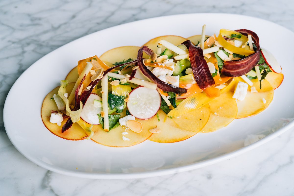 sckavalon's tweet photo. The most fresh vegetable salad for summer at our Avalon location! Ribbons of asparagus &amp; rainbow carrots, 🥕 radishes, Fuji apples, baby kale, feta cheese, toasted almonds &amp; orange vinaigrette 💯 

Reservations here: https://t.co/VTtfYhzt0v https://t.co/BYFHOrvvo2