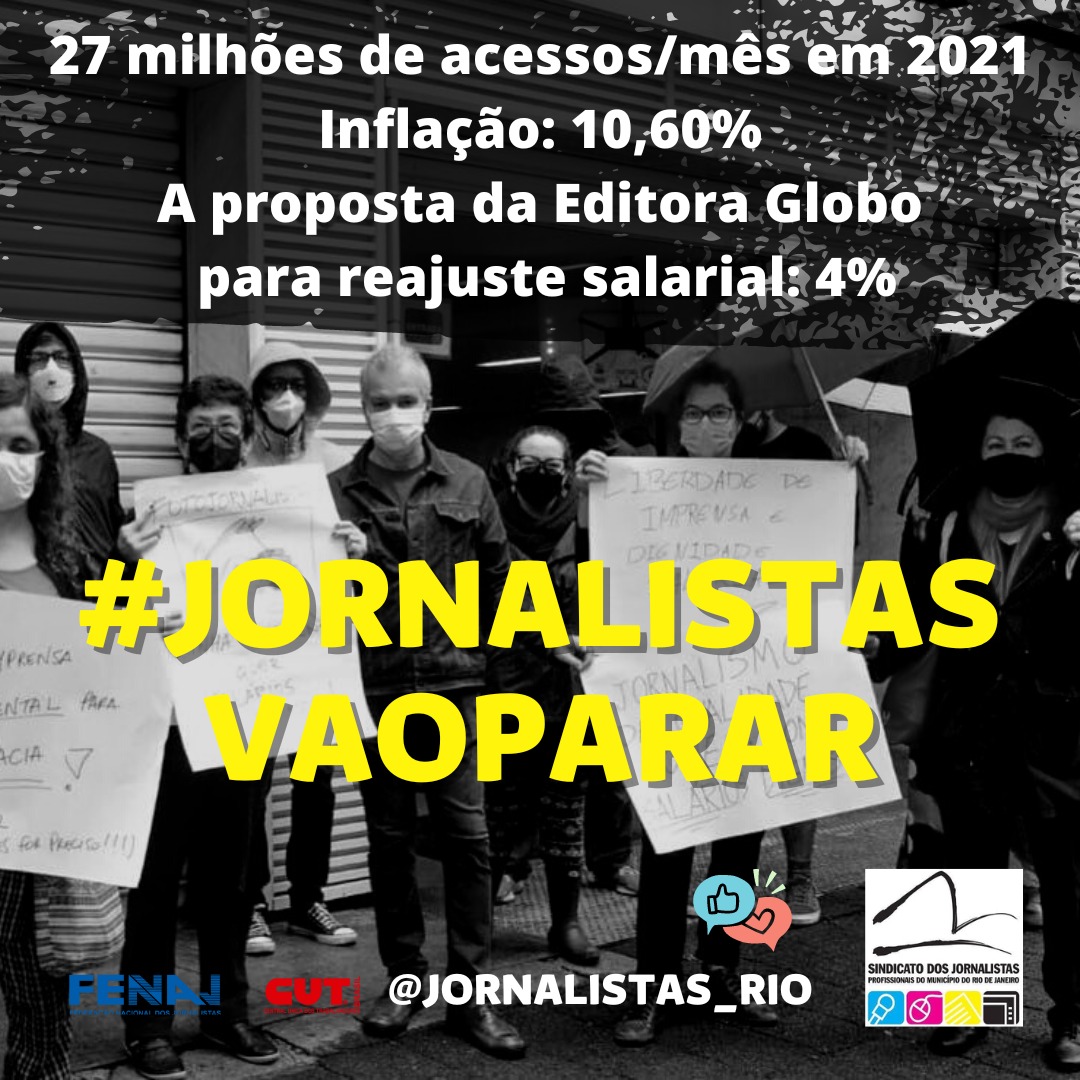 Em negociação de reajuste salarial, jornalistas estão há 19 dias sem resposta do patronato. Mesmo após os trabalhadores reduzirem o reajuste pedido, patrões não dialogam com o sindicato nem fazem contraproposta. Pedimos respeito. #jornalistasvaoparar