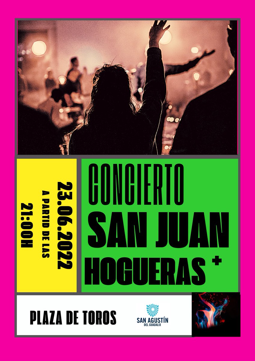 juvensag's tweet photo. Conciertaco y hoguera de San Juan 🔝El 23 de junio te esperamos en la plaza de toros a partir de las 21h. Los combos eléctricos de Juventud se suben al escenario a lo grande y a las 24:00h encenderemos la hoguera. La entrada es libre y gratuita https://t.co/rtaIiMfcof