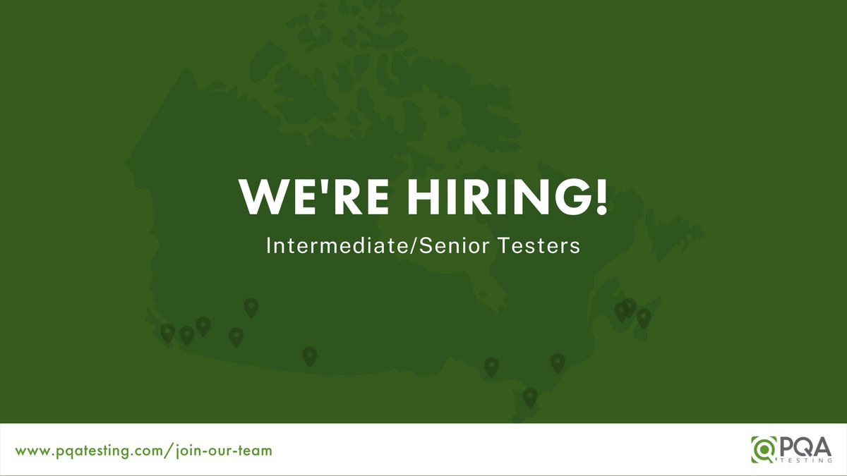 PQATesting's tweet image. 📢 We&apos;re looking for new additions to our teams across Canada. Check out our Careers page to see all the open job opportunities: hubs.la/Q01f835P0