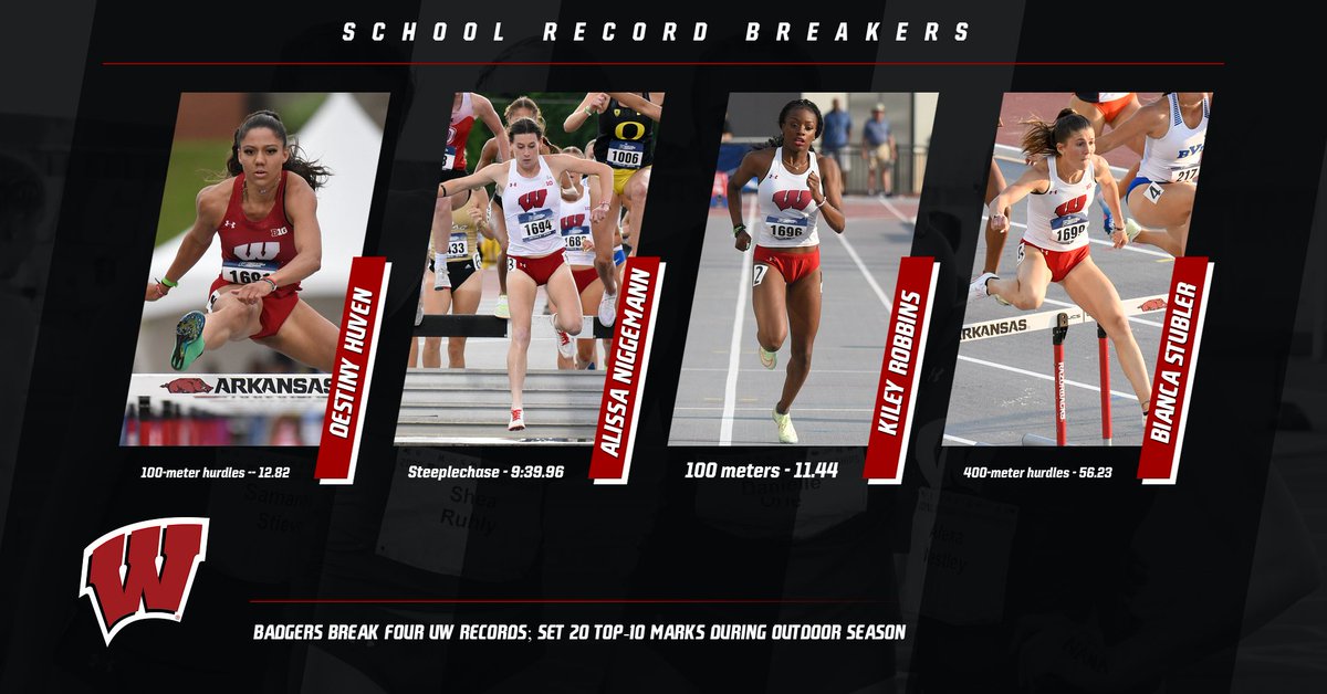 BadgerTrackXC's tweet photo. 7️⃣school records fall during the outdoor season while athletes record 3️⃣3️⃣ all-time top-10 marks. https://t.co/2K6OUyvU9J