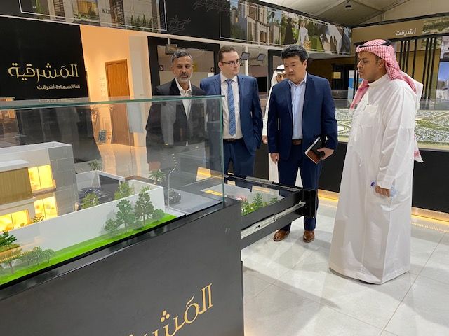 gaeaglobal's tweet photo. Gaea's CEO @_suryb_  and VP of operations Dennis attending, the #projectmanagementsystem launch in
#SaudiArabla. They had the opportunity to see a scale model of one of the projects we will be providing construction management software support. 
Read at: https://t.co/iRhfXBtYX1 https://t.co/4k0xEPMG0E