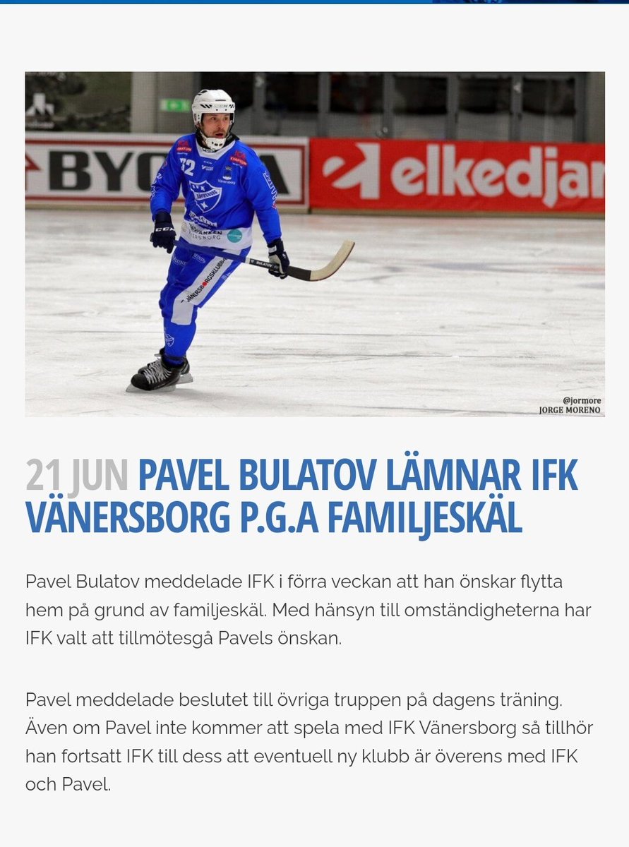 Pavel Bulatov lämnar IFK Vänersborg.