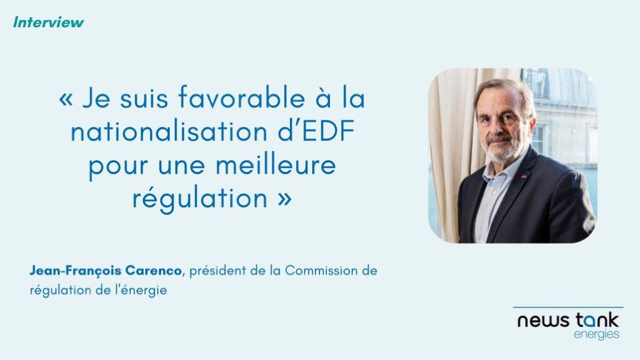 TankEnergies's tweet photo. "Oui, l’augmentation du volume d’#Arenh pèse sur #EDF puisqu’il vend moins sur le marché et davantage moins cher. Mais c’est pour cela qu’on a une entreprise nationale"

#électricité #énergie

ITW exclusive de J-F Carenco, président de la @CRE_energie

🟨https://t.co/tVZhiegl5T🟨 https://t.co/74EHDIBSWd