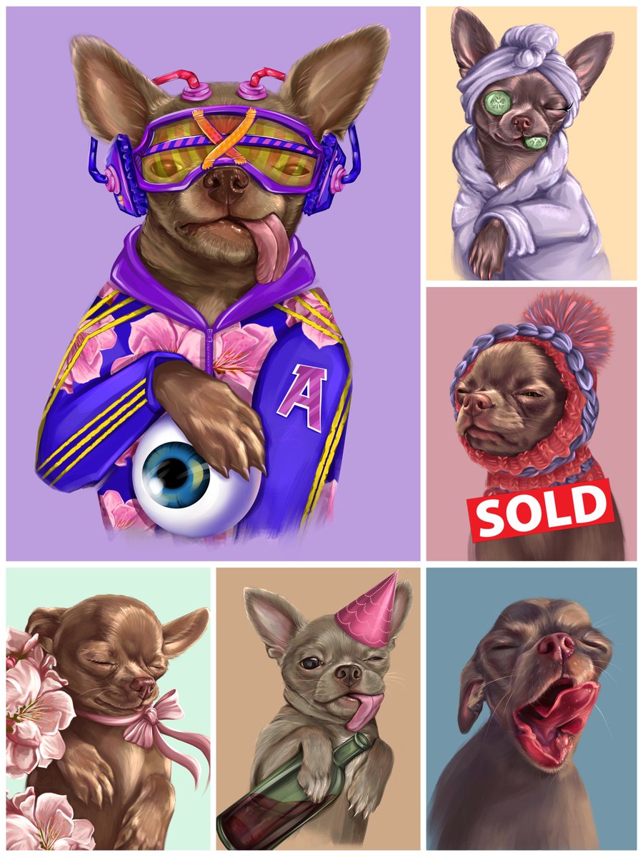 Alina_ilina_art's tweet photo. Emotional Chihuahua collection 🐕 via @opensea is now on Ethereum 🔥

This collection about my little cute muse and very big Love Chihuahua named Busya 💜🐕

Minted 6/??
Sold 1/6
Floor price 0.05 $ETH

https://t.co/5wtv1MVFy0
#fairArtNFT #Benjaminbitcoin #OGCollective #KatoOGgo https://t.co/XIlaSqn60R