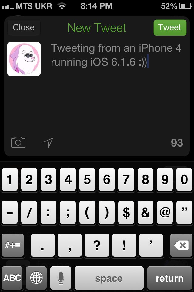 Tweeting from an iPhone 4 running iOS 6.1.6 :))