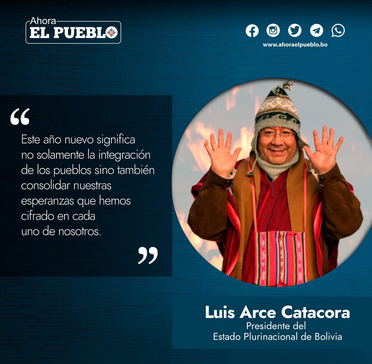 ahora_elpueblo's tweet photo. #Gobiermo | El presidente participó en la ceremonia ancestral para recibir el Año Nuevo Aymara y del Chaco 5530, en #Tiwanaku, donde manifestó que se recibe este nuevo año como augurio de buena fortuna.
#NoticiasBolivia
.
.
Lea la nota, aquí 👇
https://t.co/H00Kfryh9H https://t.co/IdGhPFNgBo