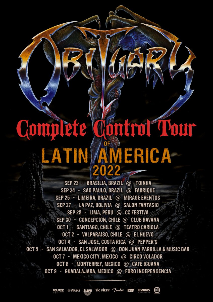 Death Metal legends <a href="/obituarytheband/">Obituary</a> announce Fall Latin American tour dates!